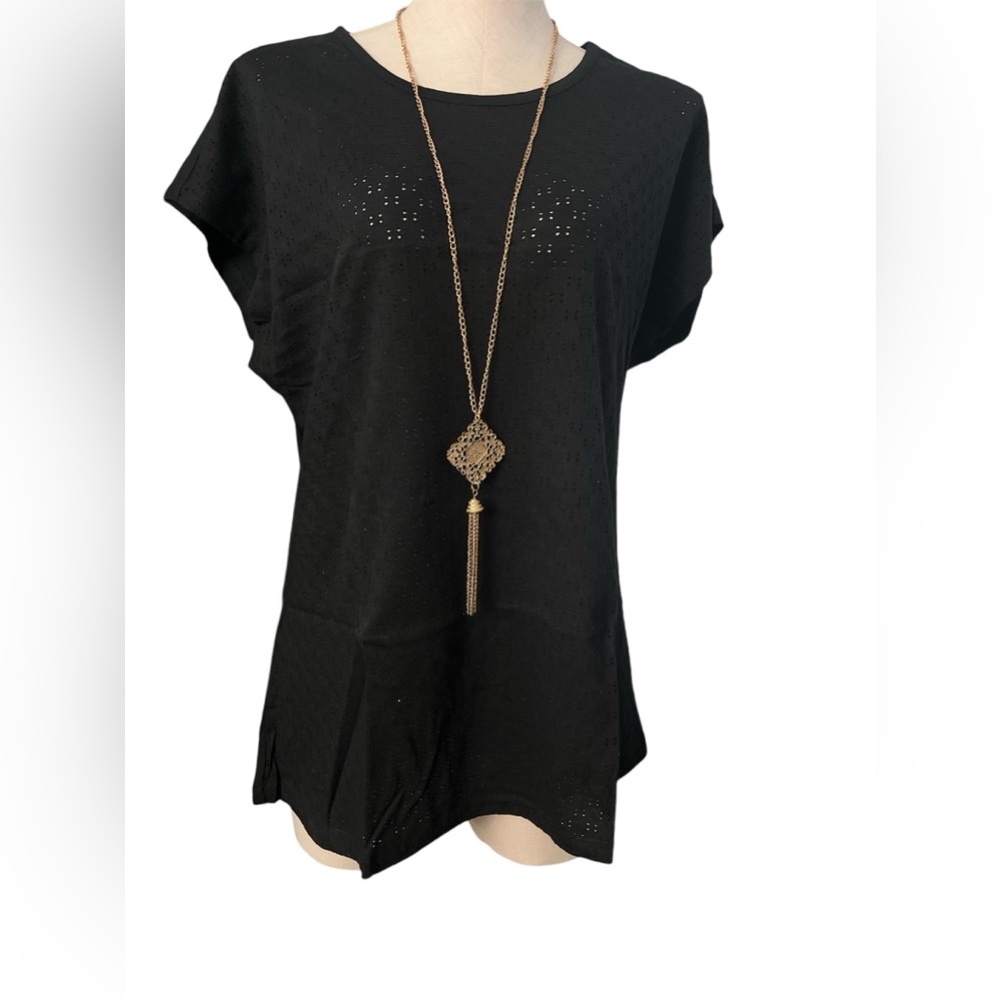 Black Drop Shoulder Top